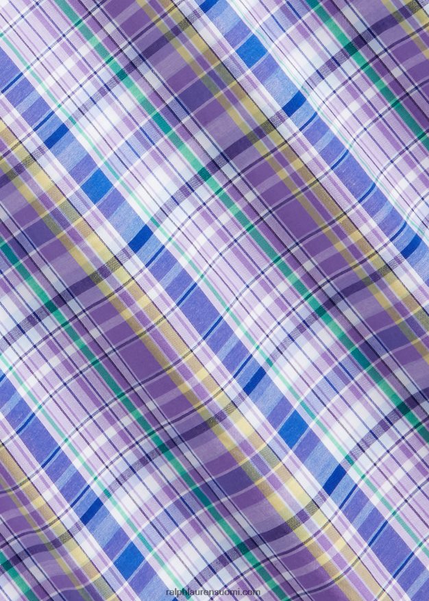 Ralph Lauren miehet klassinen ruudullinen joustava popliinipaita 0Z24ZR572 violetti/keltainen multi
