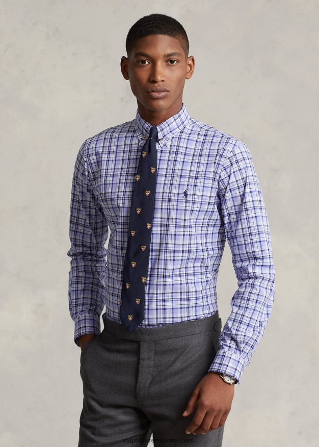 Ralph Lauren miehet klassinen ruudullinen joustava popliinipaita 0Z24ZR574 vaaleansininen multi