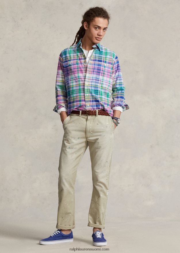 Ralph Lauren miehet klassinen ruudullinen oxford-työpaita 0Z24ZR920 pinkki/vihreä multi