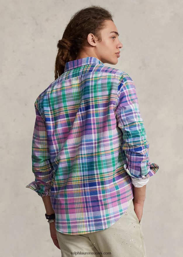 Ralph Lauren miehet klassinen ruudullinen oxford-työpaita 0Z24ZR920 pinkki/vihreä multi
