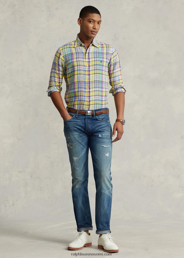 Ralph Lauren miehet klassinen ruudullinen pellavapaita 0Z24ZR1142 keltainen/vihreä multi