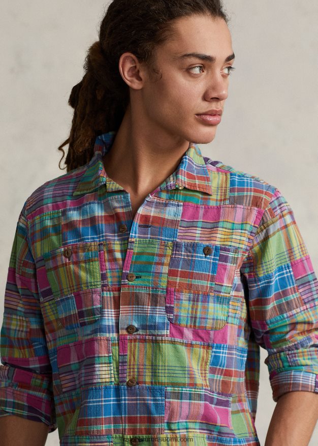 Ralph Lauren miehet klassinen tilkkutukka madras camp-paita 0Z24ZR779 ikat madras tilkkutäkki