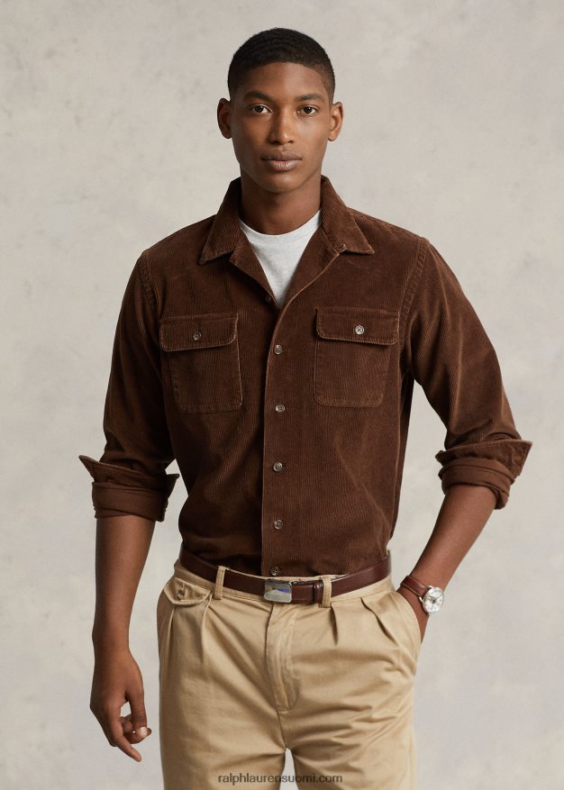 Ralph Lauren miehet klassinen vakosamettileiripaita 0Z24ZR8422 teak