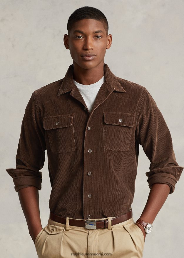 Ralph Lauren miehet klassinen vakosamettileiripaita 0Z24ZR8422 teak