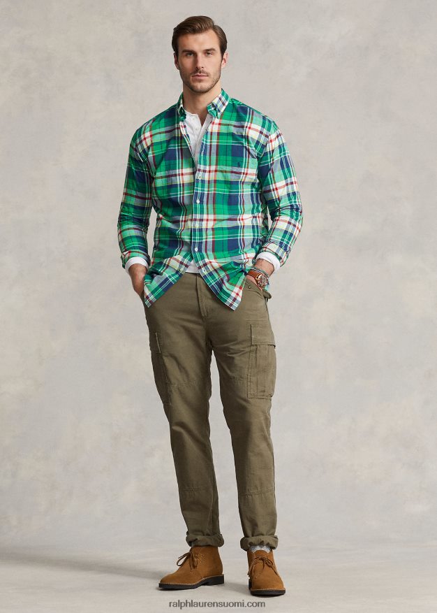 Ralph Lauren miehet madrasin paita 0Z24ZR1548 vihreä/laivasto monitoimi