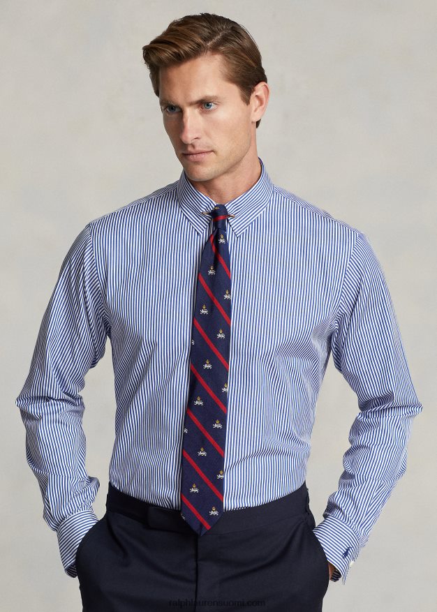 Ralph Lauren miehet mittatilaustyönä raidallinen popliinipaita 0Z24ZR8613 sinivalkoinen