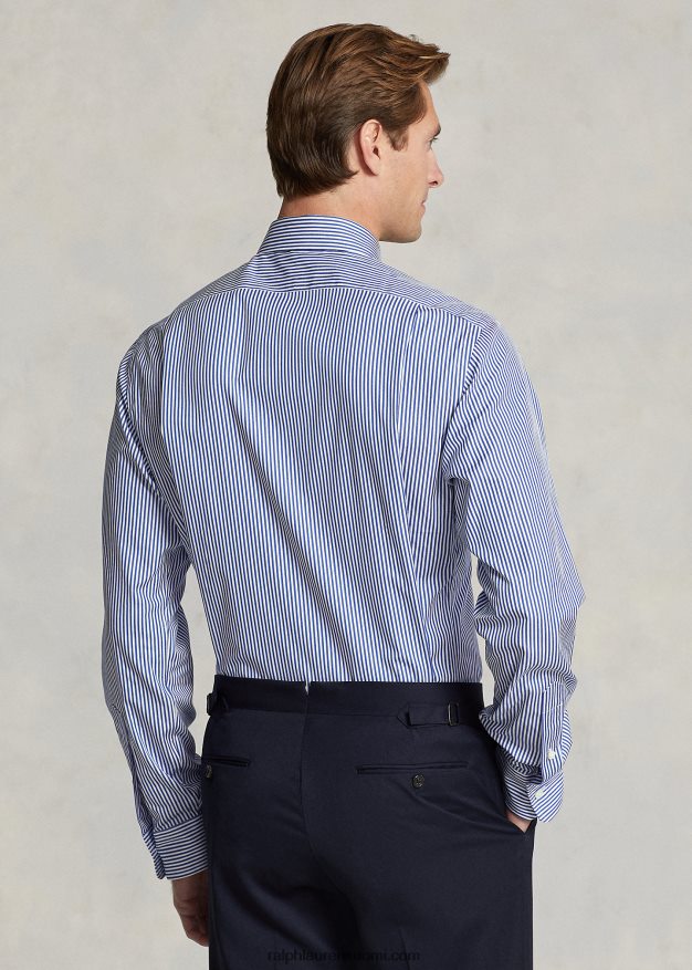 Ralph Lauren miehet mittatilaustyönä raidallinen popliinipaita 0Z24ZR8613 sinivalkoinen