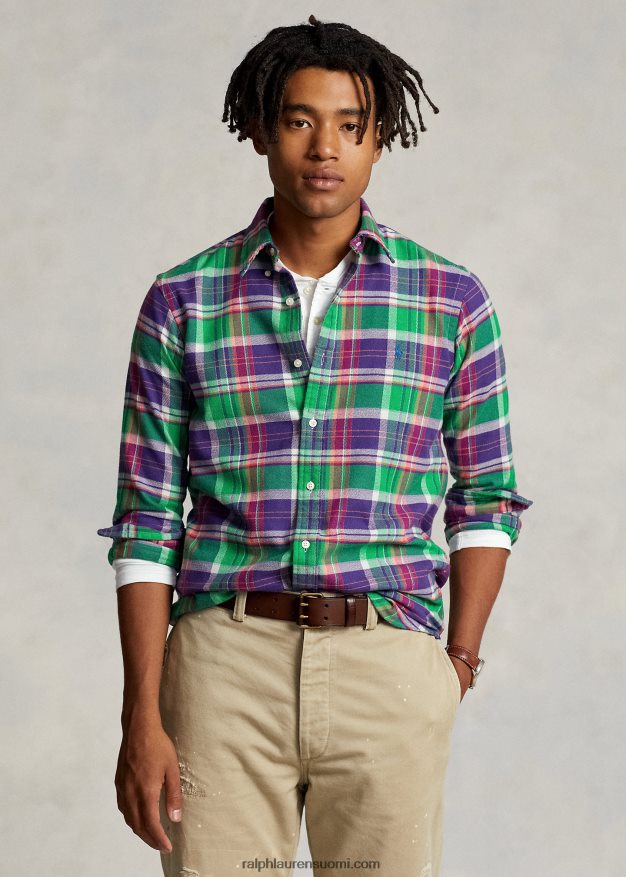 Ralph Lauren miehet mittatilaustyönä ruudullinen twill-paita 0Z24ZR787 violetti/vihreä multi
