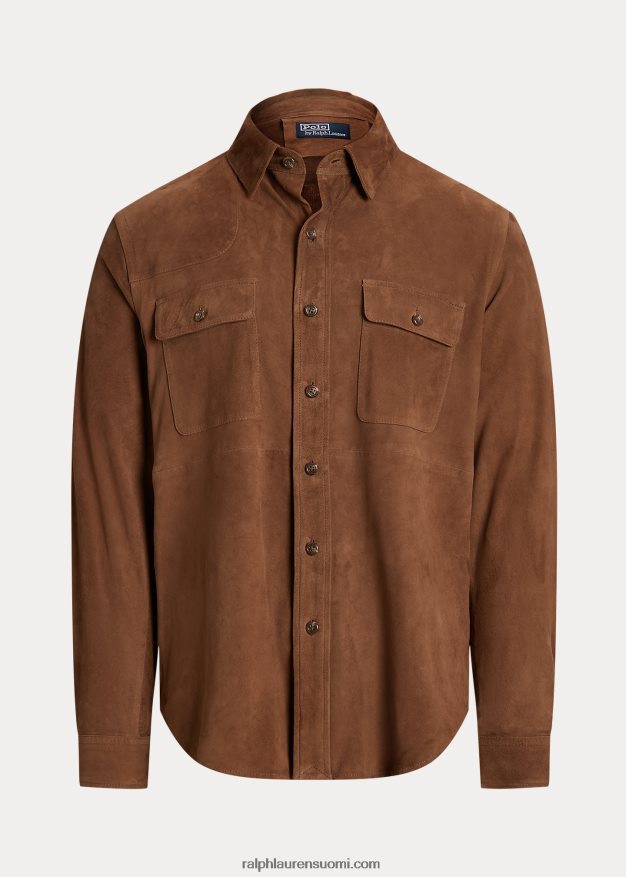 Ralph Lauren miehet mokkanahkainen päällyspaita 0Z24ZR1176 tumma vaaleanruskea