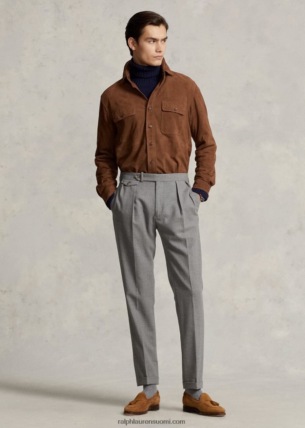 Ralph Lauren miehet mokkanahkainen päällyspaita 0Z24ZR1176 tumma vaaleanruskea