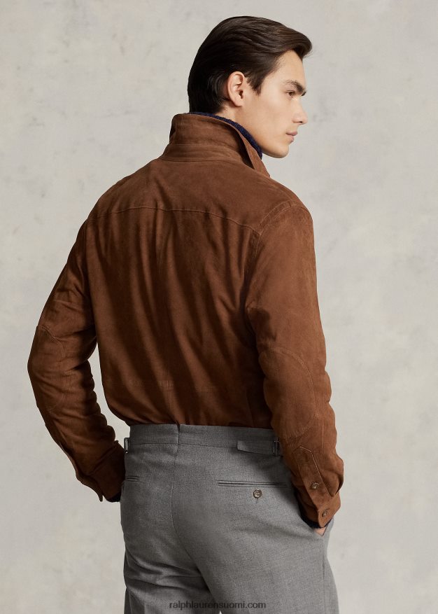 Ralph Lauren miehet mokkanahkainen päällyspaita 0Z24ZR1176 tumma vaaleanruskea