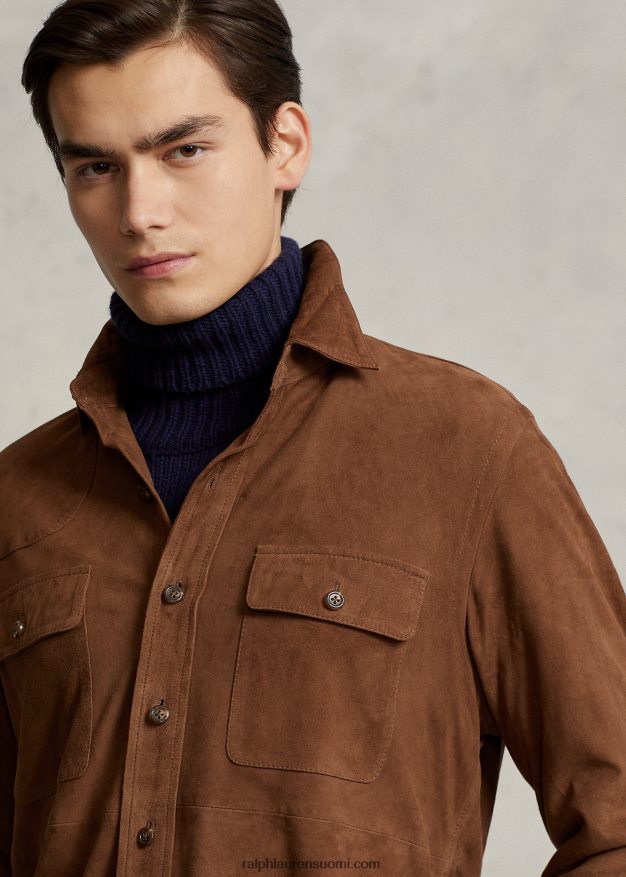 Ralph Lauren miehet mokkanahkainen päällyspaita 0Z24ZR1176 tumma vaaleanruskea
