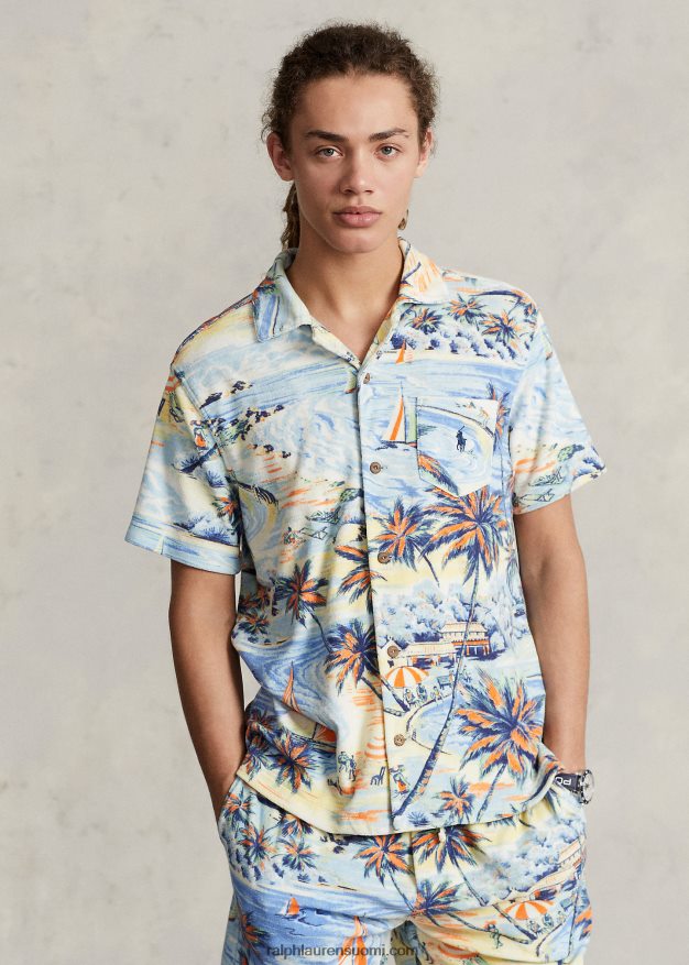 Ralph Lauren miehet mukautettu ohut trooppinen printtipaita 0Z24ZR762 havaijilainen rantabasaari