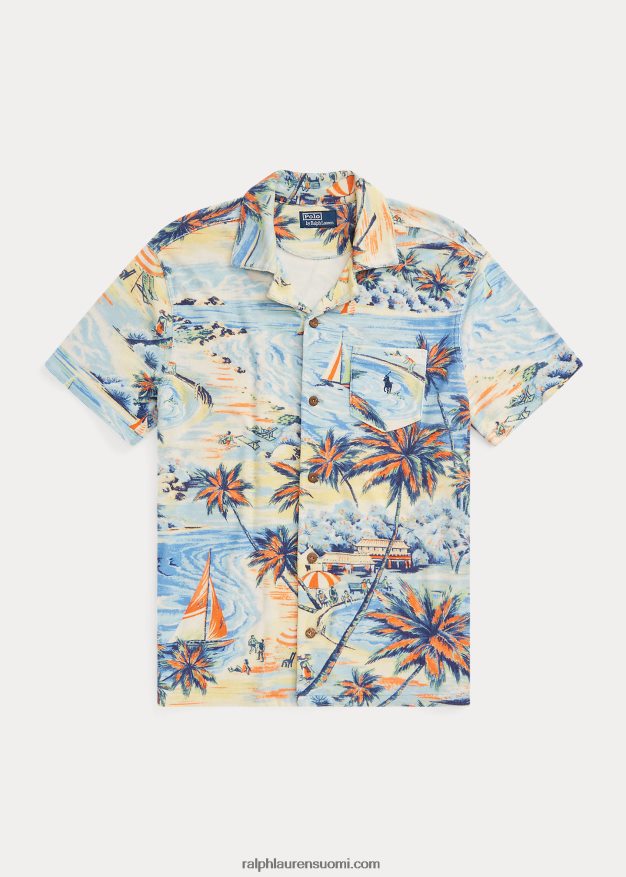 Ralph Lauren miehet mukautettu ohut trooppinen printtipaita 0Z24ZR762 havaijilainen rantabasaari