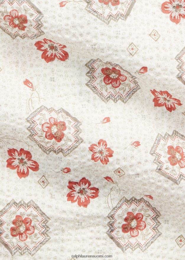 Ralph Lauren miehet ohut bandanna seersucker länsipaita 0Z24ZR1709 rusketus/koralli