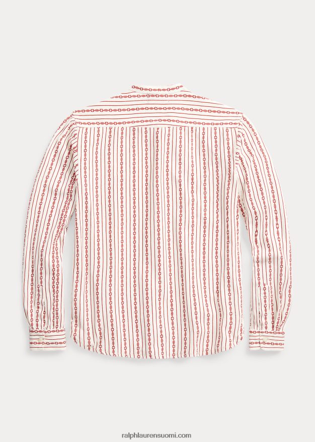 Ralph Lauren miehet painatus pellava-puuvilla popover työpaita 0Z24ZR8701 punainen/kerma