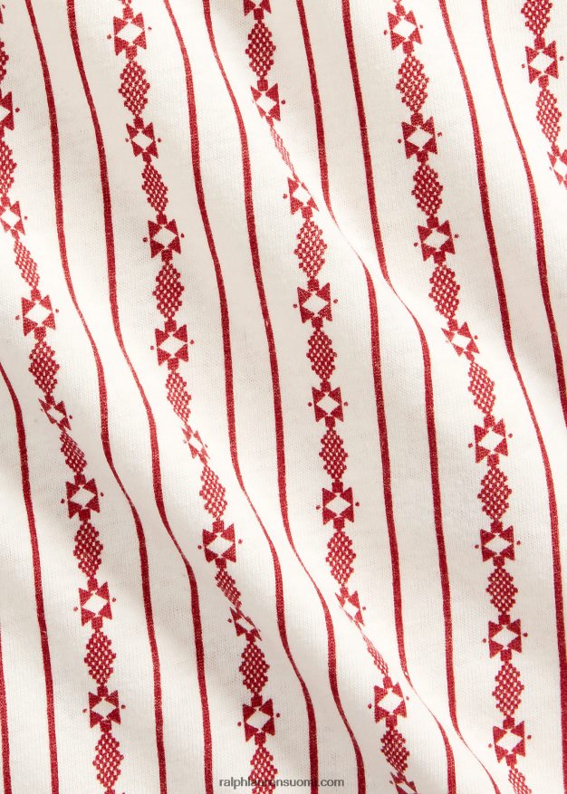 Ralph Lauren miehet painatus pellava-puuvilla popover työpaita 0Z24ZR8701 punainen/kerma