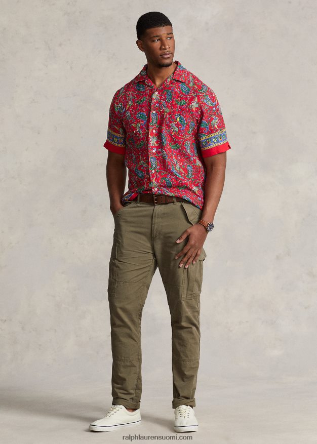Ralph Lauren miehet paisley pellava camp paita 0Z24ZR1332