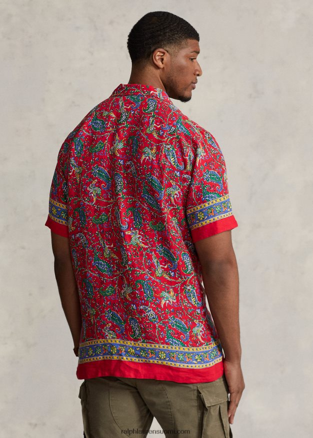 Ralph Lauren miehet paisley pellava camp paita 0Z24ZR1332
