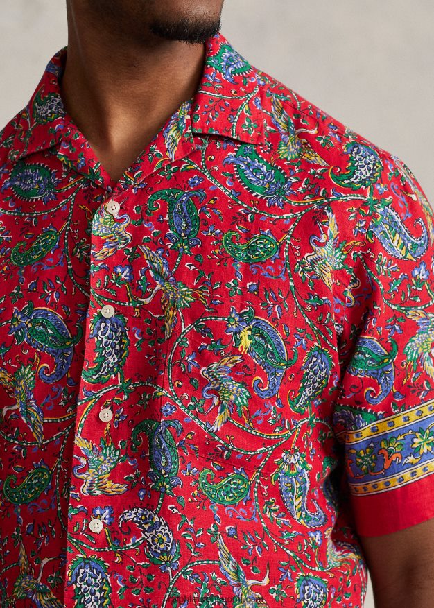 Ralph Lauren miehet paisley pellava camp paita 0Z24ZR1332