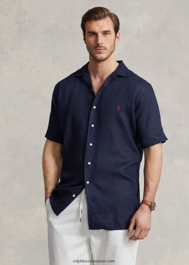 Ralph Lauren miehet pellava leiripaita 0Z24ZR1495 newportin laivasto