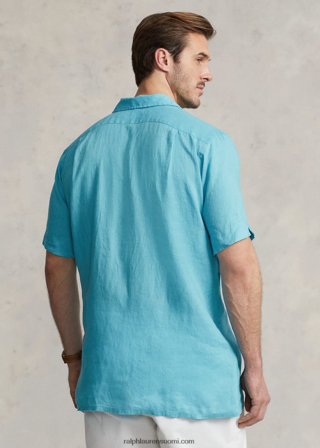 Ralph Lauren miehet pellava leiripaita 0Z24ZR1496 täydellinen turkoosi