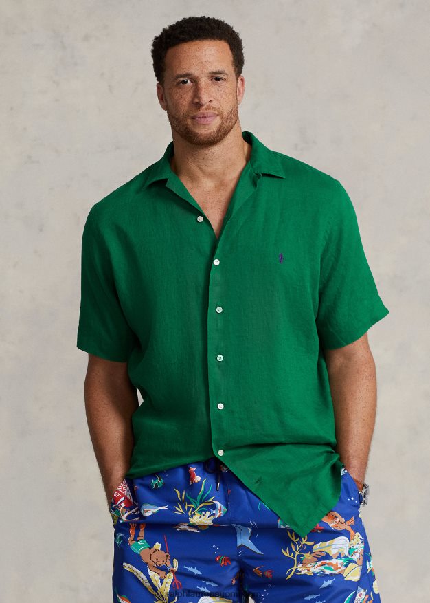 Ralph Lauren miehet pellava leiripaita 0Z24ZR1497 urheilullinen vihreä