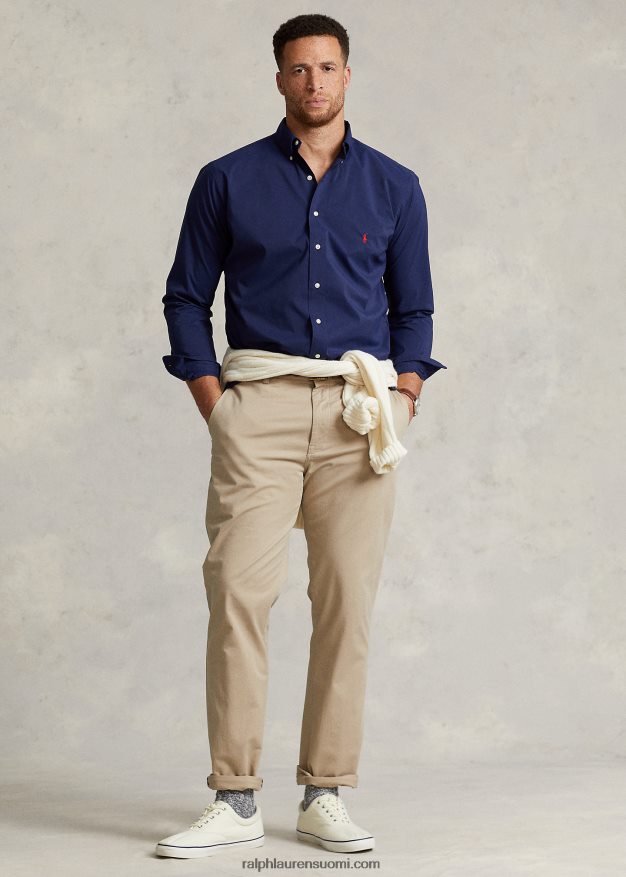 Ralph Lauren miehet performanssipopliinipaita 0Z24ZR1639 hienostunut laivasto
