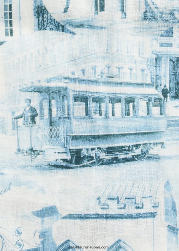 Ralph Lauren miehet postikorttikuvioinen pellava-puuvillainen leiripaita 0Z24ZR1762 kerma/sininen