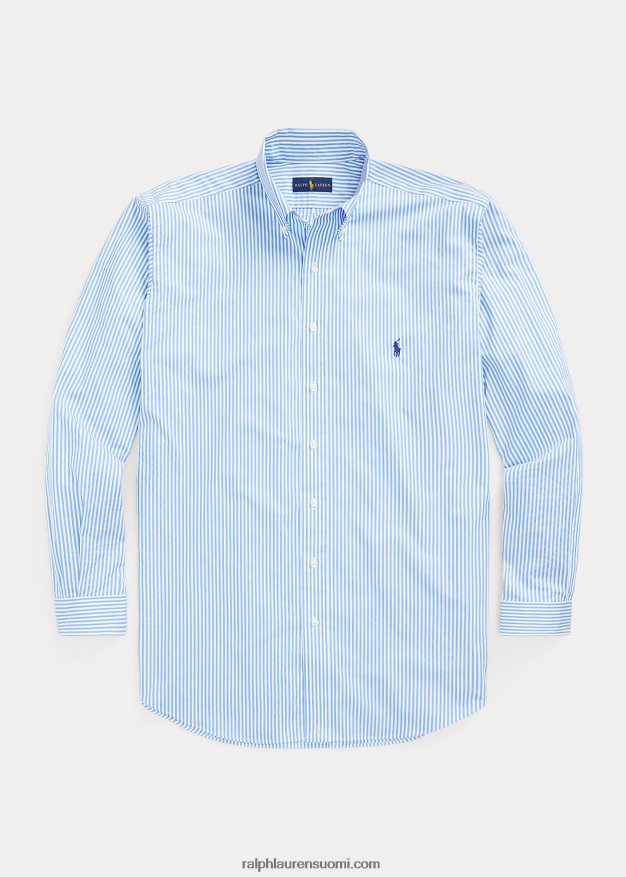 Ralph Lauren miehet raidallinen joustava popliinipaita 0Z24ZR1627 4655h vaaleansininen/valkoinen