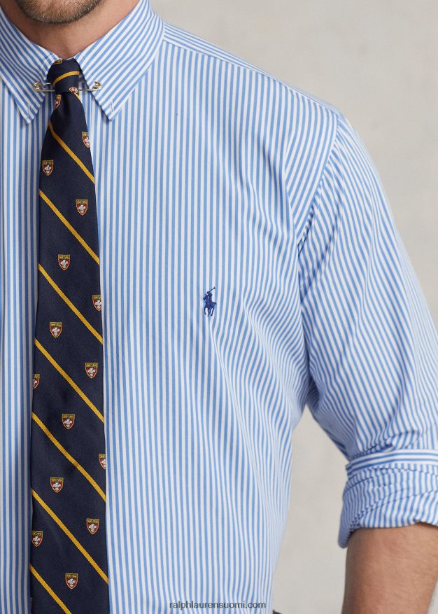 Ralph Lauren miehet raidallinen joustava popliinipaita 0Z24ZR1627 4655h vaaleansininen/valkoinen