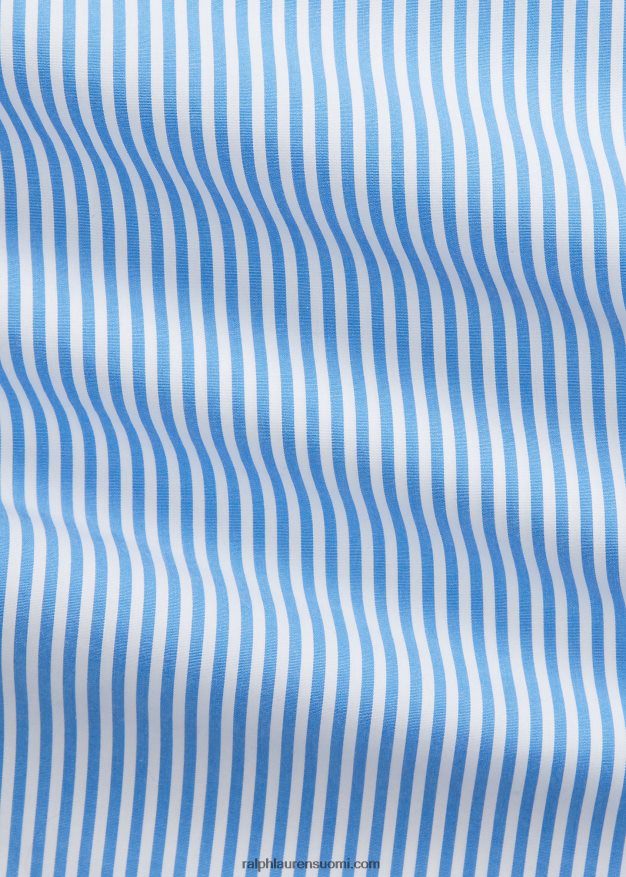 Ralph Lauren miehet raidallinen joustava popliinipaita 0Z24ZR1627 4655h vaaleansininen/valkoinen