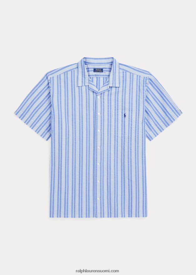Ralph Lauren miehet raidallinen seersucker paita 0Z24ZR1476 sinivalkoinen