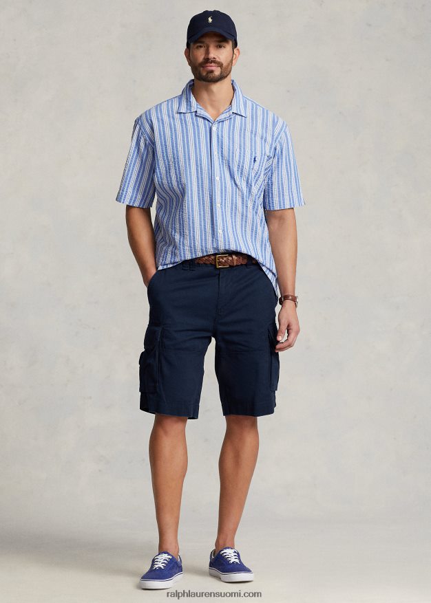 Ralph Lauren miehet raidallinen seersucker paita 0Z24ZR1476 sinivalkoinen