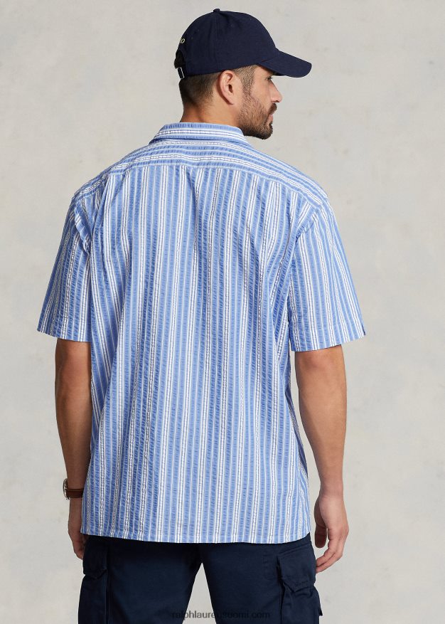 Ralph Lauren miehet raidallinen seersucker paita 0Z24ZR1476 sinivalkoinen