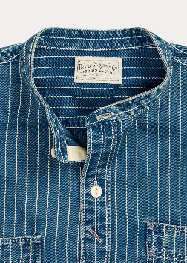 Ralph Lauren miehet raidallinen twill-työpaita 0Z24ZR1767 med indigo