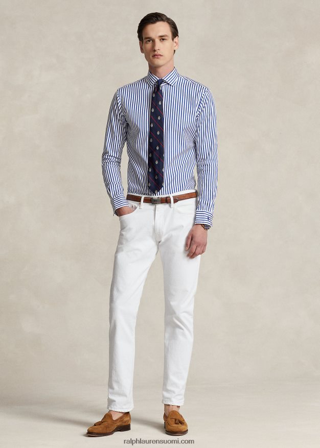 Ralph Lauren miehet regent custom fit raidallinen popliinipaita 0Z24ZR91 sinivalkoinen