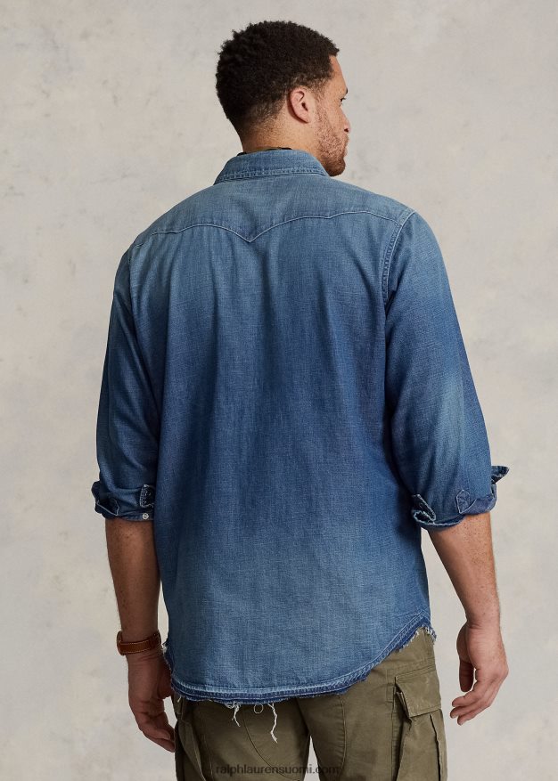 Ralph Lauren miehet rispaisuhelmainen länsimainen farkkupaita 0Z24ZR1479 hocking ldh