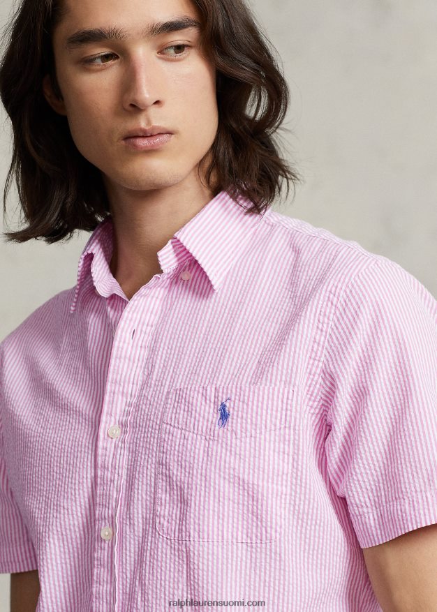 Ralph Lauren miehet rl prepster classic fit seersucker paita 0Z24ZR676 2604h ruusu/valkoinen