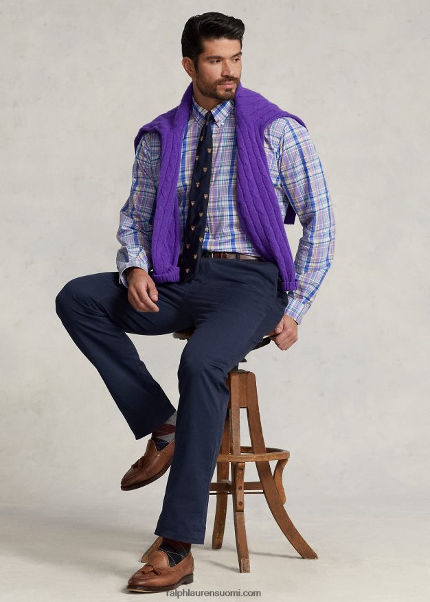 Ralph Lauren miehet ruudullinen joustava popliinipaita 0Z24ZR1809 violetti/keltainen multi