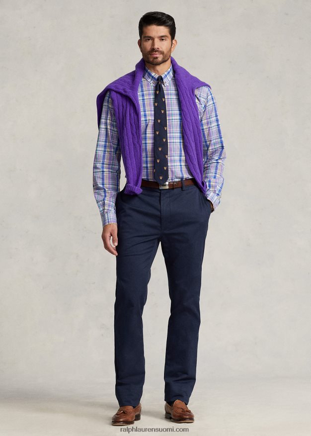 Ralph Lauren miehet ruudullinen joustava popliinipaita 0Z24ZR1809 violetti/keltainen multi