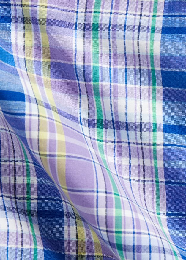Ralph Lauren miehet ruudullinen joustava popliinipaita 0Z24ZR1809 violetti/keltainen multi