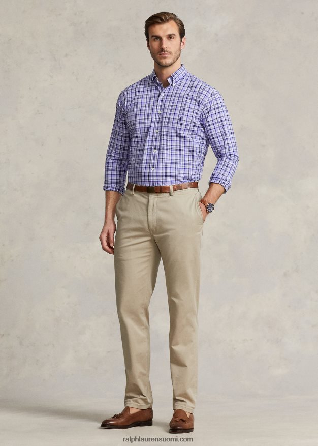 Ralph Lauren miehet ruudullinen joustava popliinipaita 0Z24ZR1810 vaaleansininen multi