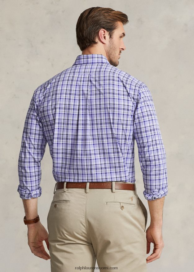 Ralph Lauren miehet ruudullinen joustava popliinipaita 0Z24ZR1810 vaaleansininen multi