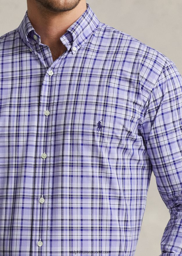 Ralph Lauren miehet ruudullinen joustava popliinipaita 0Z24ZR1810 vaaleansininen multi