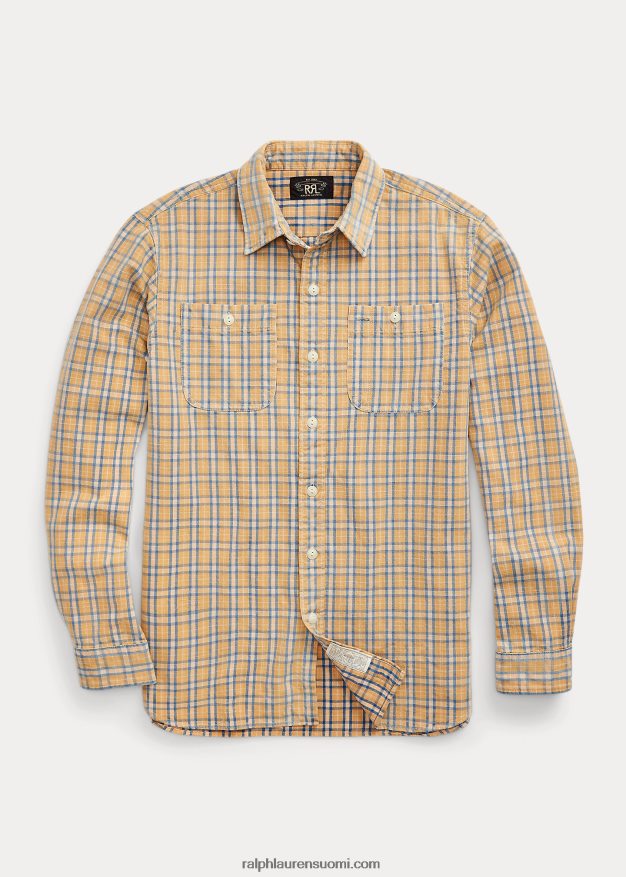 Ralph Lauren miehet ruudullinen kudottu työpaita 0Z24ZR1736 rusketus/indigo