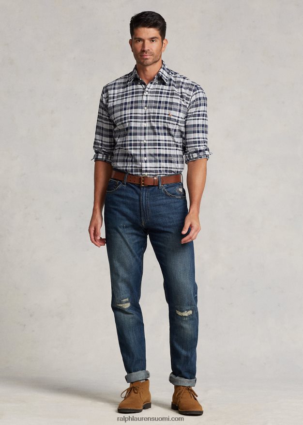 Ralph Lauren miehet ruudullinen oxford-paita 0Z24ZR1342 harmaa kanerva/laivasto multi