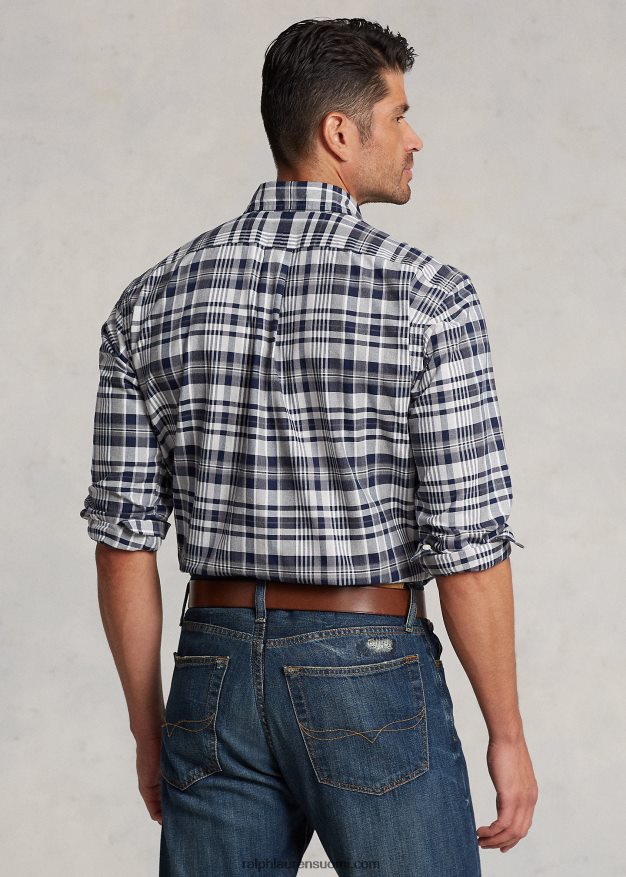 Ralph Lauren miehet ruudullinen oxford-paita 0Z24ZR1342 harmaa kanerva/laivasto multi