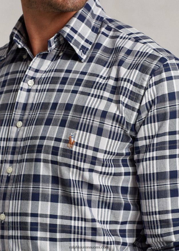 Ralph Lauren miehet ruudullinen oxford-paita 0Z24ZR1342 harmaa kanerva/laivasto multi