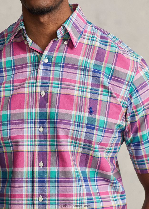 Ralph Lauren miehet ruudullinen oxford-paita 0Z24ZR1494 tumman pinkki/vihreä multi